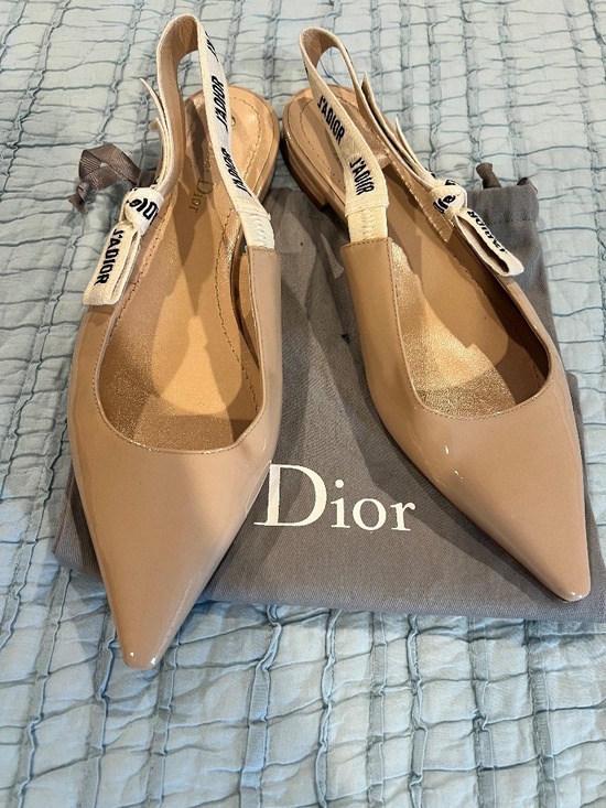 Dior Shoes - Christian Dior Patent Ribbon J'Adior Slingback Ballet Flats- Size 40